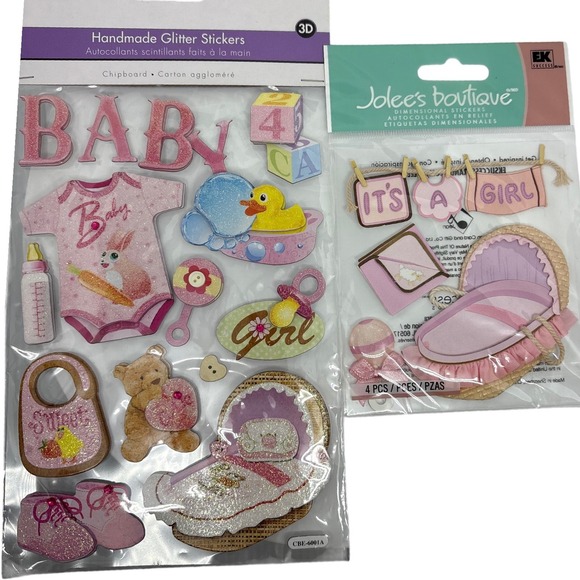 EK Success Jolee's Boutique Baby Girl Glitter Stickers Handmade Scrapbooking - Picture 1 of 7